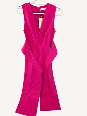 Mango Fuchsia Wide-Leg Jumpsuit NWT Size XXS